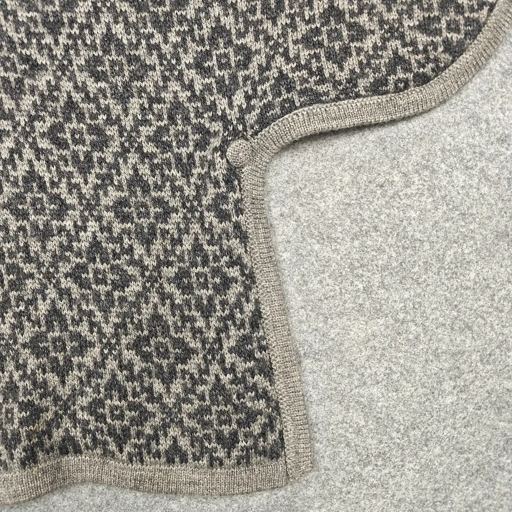 Alpaca Warehouse Poncho Womens Medium Gray Alpaca Knit Button Collared Geometric - Picture 6 of 15